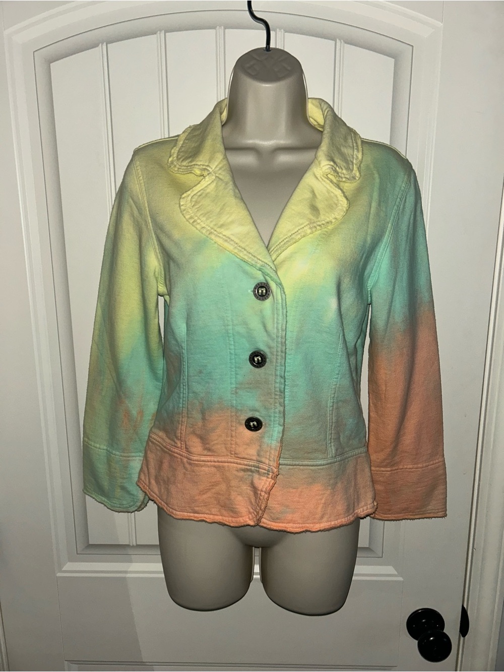 NEW Hard Tail Pastel Tie-Dye Blazer Yellow, Green & Peach Rainbow Sherbet Sz M